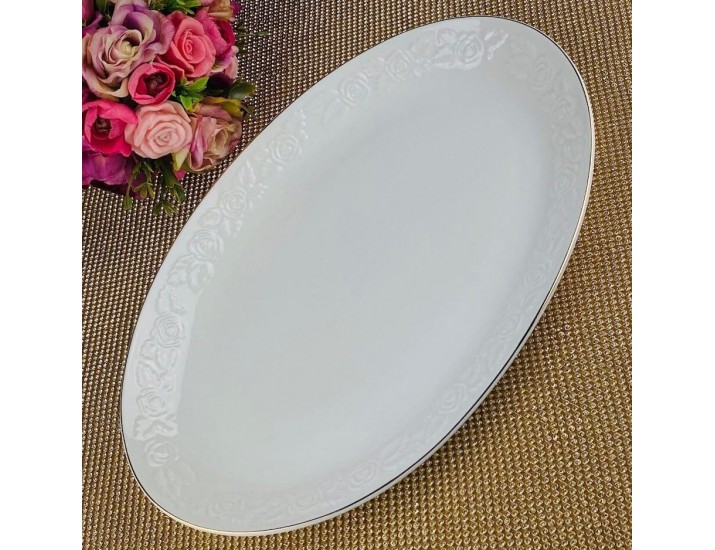 Блюдо овальное 32см Lenardi Белая роза 109-157