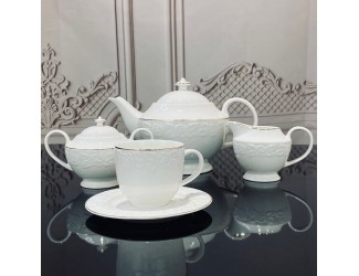 Чайный сервиз на 6 персон 17 предметов 250 мл Lenardi Белая роза 109-183