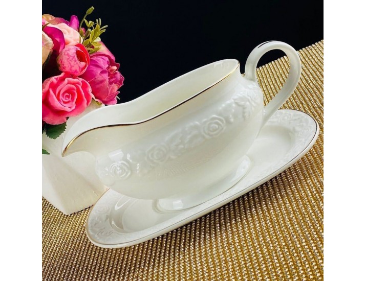 Соусник 400 мл с блюдцем Lenardi Белая роза 109-187