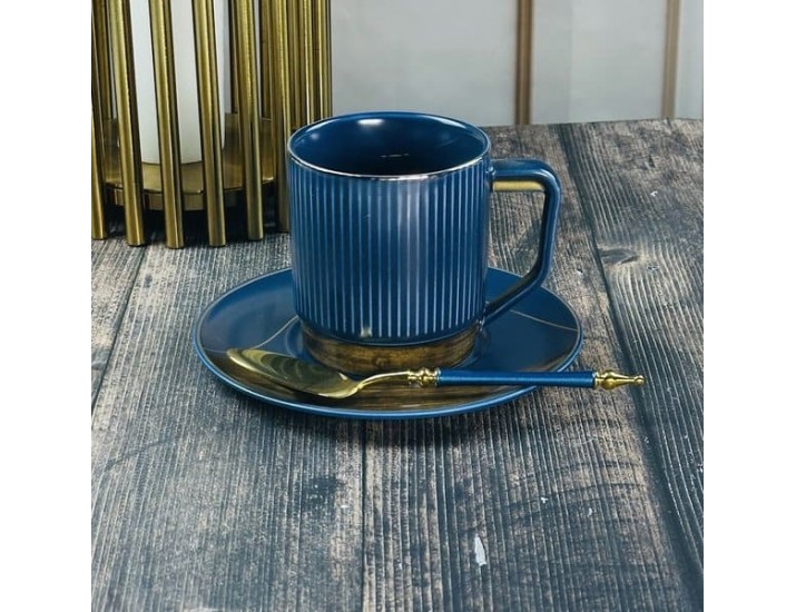 Чайный набор 12предметов 250мл Lenardi Wood синий 133-382