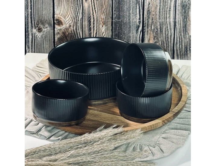 Набор салатников 7предметов Lenardi Wood чёрный 133-391