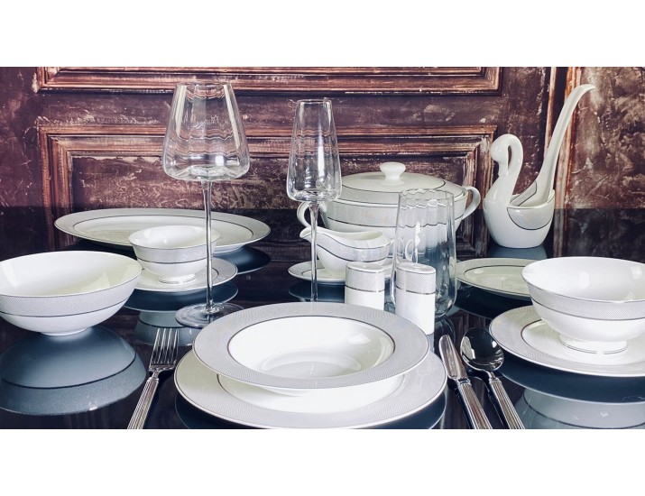 Обеденный сервиз на 12 персон 105 предметов Lenardi Серебряная Симфония 145-518