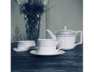 Чайный сервиз на 6 персон 18 предметов Lenardi Версаль серебро 145-592