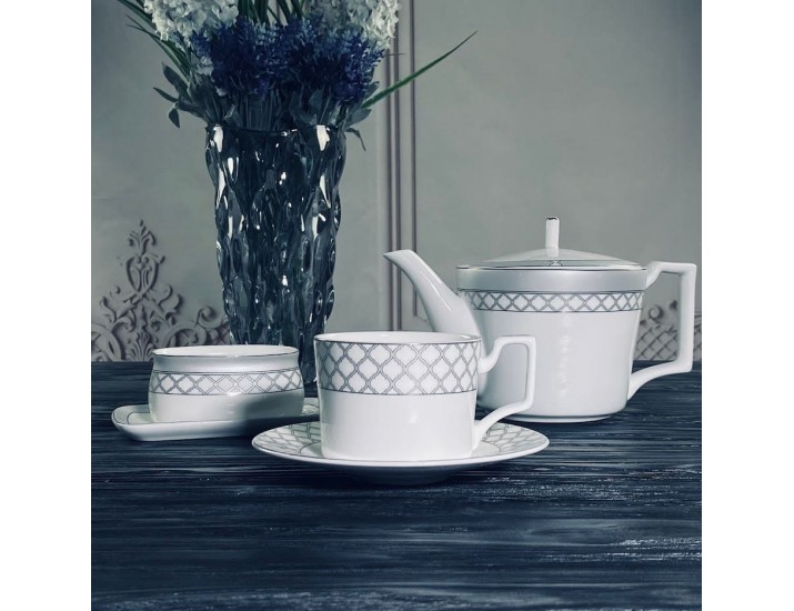 Чайный сервиз на 6 персон 18 предметов Lenardi Версаль серебро 145-592