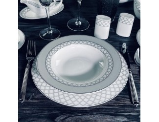 Набор из 6 глубоких тарелок 23см Lenardi Версаль серебро 145-598