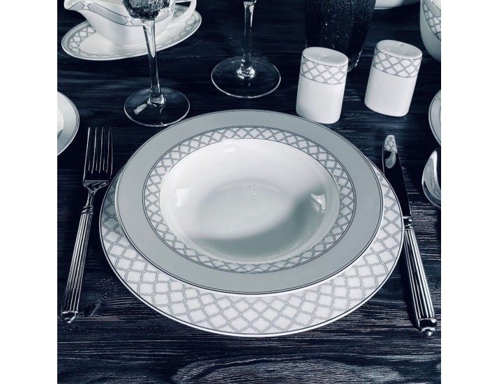 Набор из 6 глубоких тарелок 23см Lenardi Версаль серебро 145-598