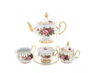 Чайный сервиз на 6 персон Queen's Crown Aristokrat Роза 15 предметов