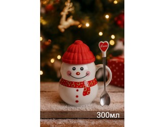 Кружка с силик. крышкой и ложкой 300 мл СНЕГОВИК Lenardi Новогодний 105-185 Кружка с силик. крышкой и ложкой 300 мл СНЕГОВИК Lenardi Новогодний 105-185