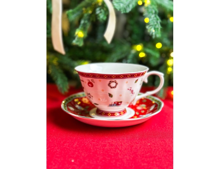 Набор чайных пар на 6 персон 12 предметов Lenardi Новогодний 105-593