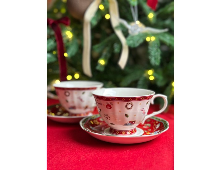 Набор чайных пар на 2 персоны 4 предмета Lenardi Новогодний 105-592