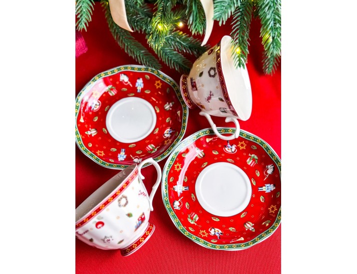 Набор чайных пар на 6 персон 12 предметов Lenardi Новогодний 105-593