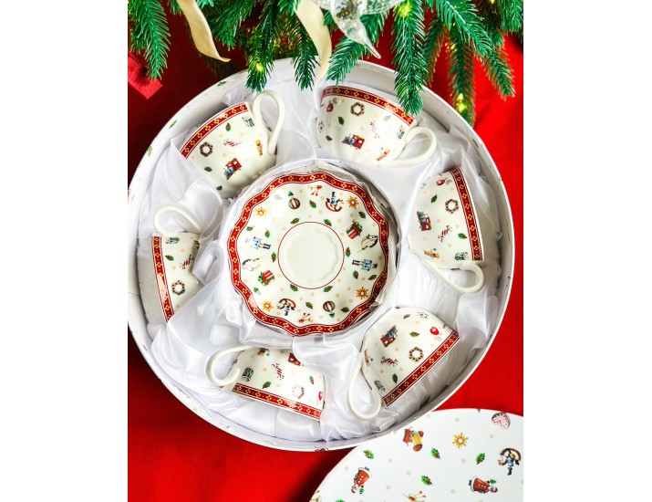 Набор чайных пар на 6 персон 12 предметов Lenardi Новогодний 105-594