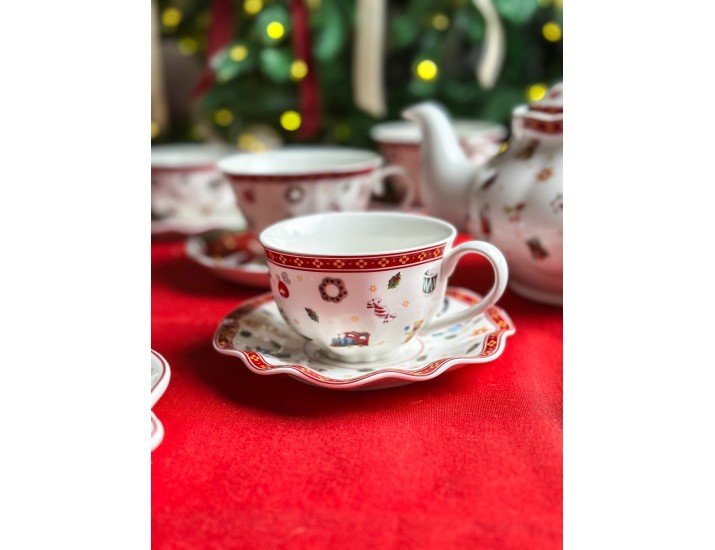 Набор чайных пар на 6 персон 12 предметов Lenardi Новогодний 105-594