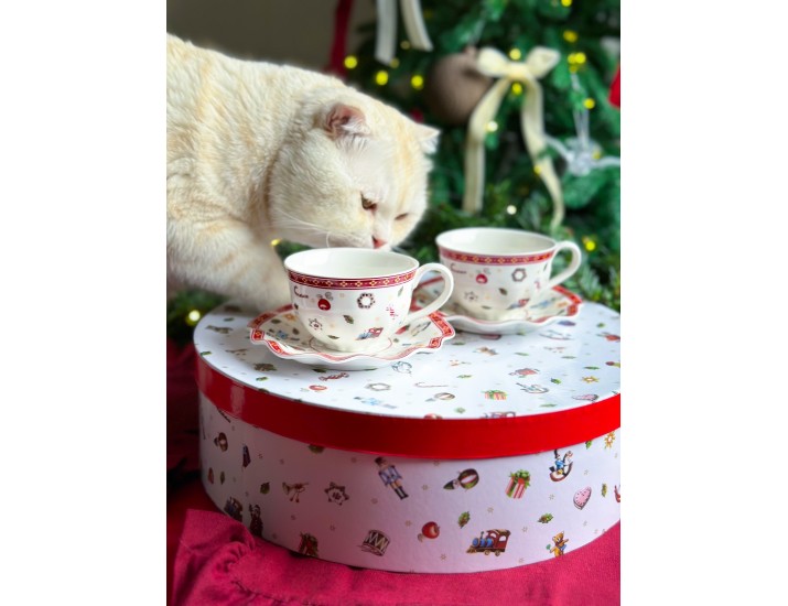 Набор чайных пар на 6 персон 12 предметов Lenardi Новогодний 105-594