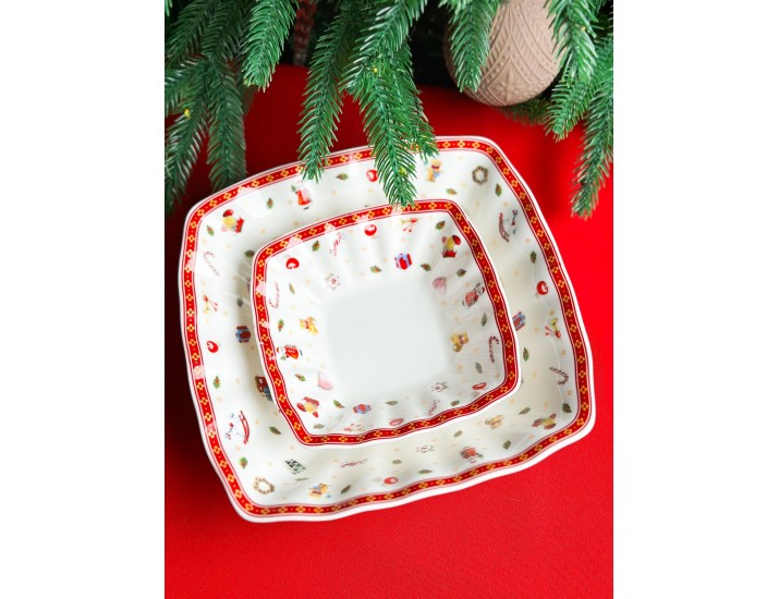 Квадратный салатник 22см Lenardi Новогодний 105-619