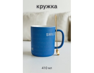 Кружка 400мл с ложкой Lenardi 106-025 синий