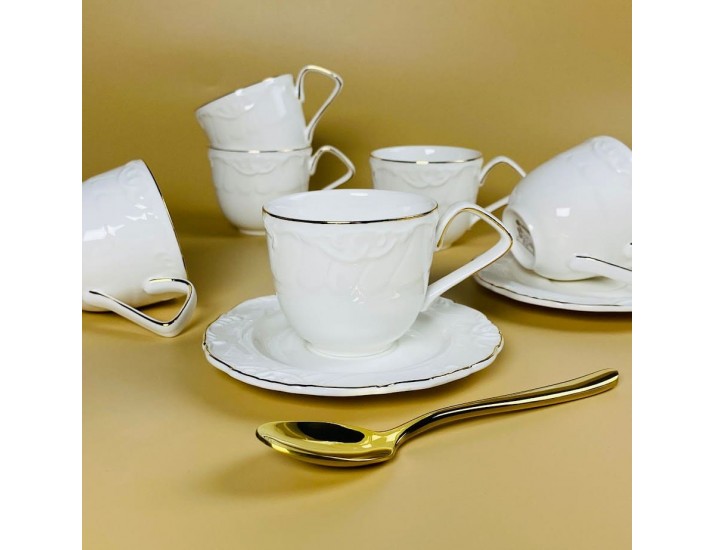 Кофейный набор 12предметов 140мл Lenardi Крокус золото 109-235