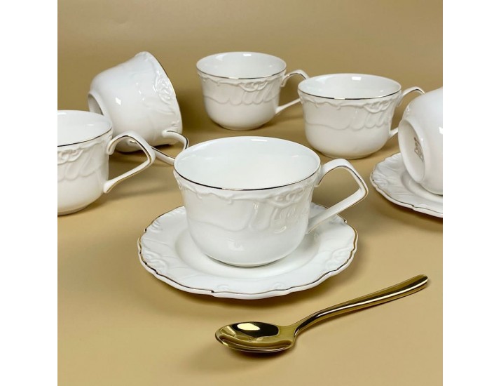 Чайный набор 12предметов 250мл Lenardi Крокус золото 109-236