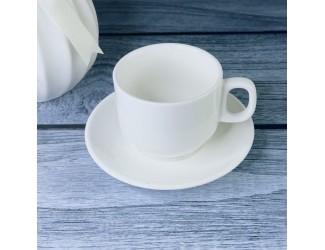 Чашка с блюдцем 240мл Lenardi Bianco 118-074