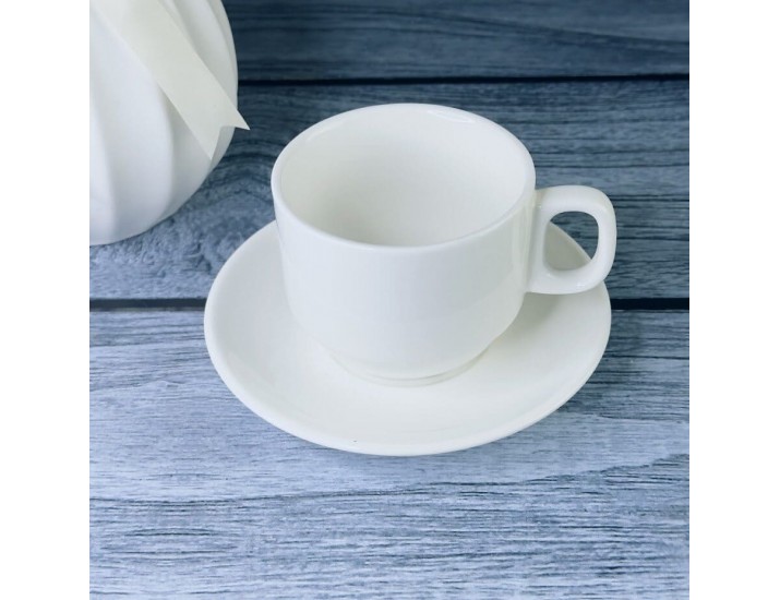 Чашка с блюдцем 240мл Lenardi Bianco 118-074