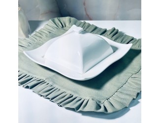 Квадратное блюдо 23см с крышкой Lenardi Bianco 118-123