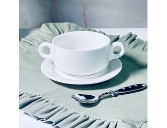 Бульонница 11,5см,400 мл с блюдцем Lenardi Bianco 118-127