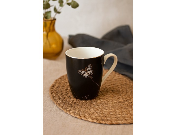 Кружка 300мл Lenardi Butterfly чёрный 133-101