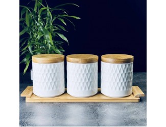 Набор из 3 банок 1000мл BAMBOO на подставке Lenardi Bamboo 140-032