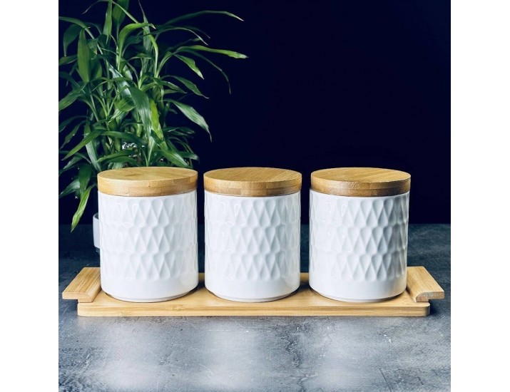 Набор из 3 банок 1000мл BAMBOO на подставке Lenardi Bamboo 140-032