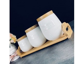 Набор из 3 банок 1000/600/320мл на подставке Lenardi Bamboo 140-074