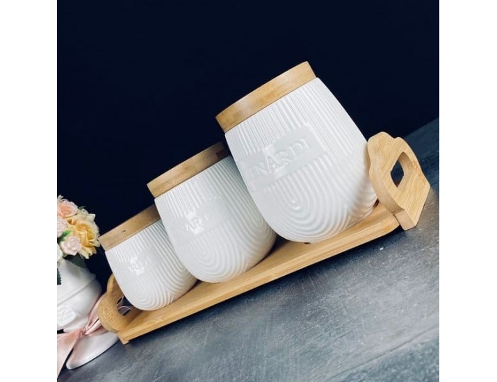 Набор из 3 банок 1000/600/320мл на подставке Lenardi Bamboo 140-074