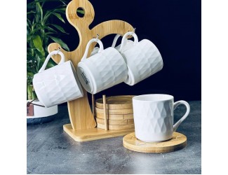 Кофейный набор 12 предметов 170мл на подставке Lenardi Bamboo 140-108