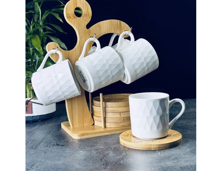 Кофейный набор 12 предметов 170мл на подставке Lenardi Bamboo 140-108