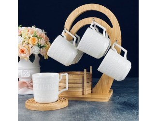Кофейный набор 12предметов 130мл на подставке Lenardi Bamboo 140-114