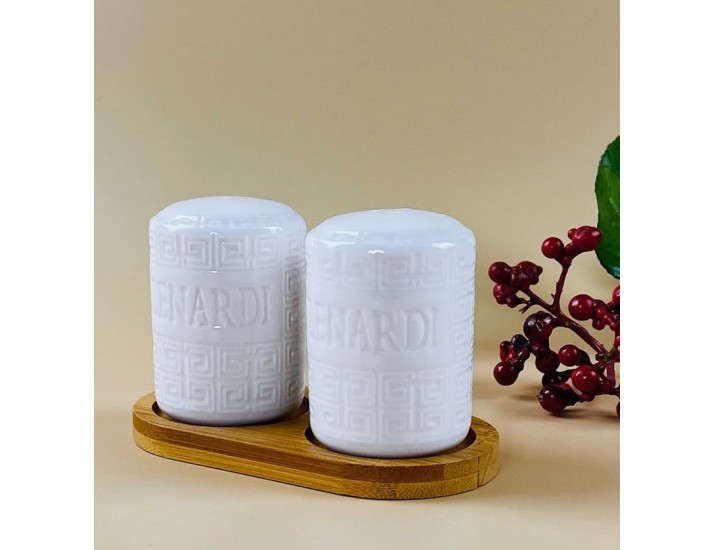 Набор солонок 2шт на подставке Lenardi Bamboo 140-124