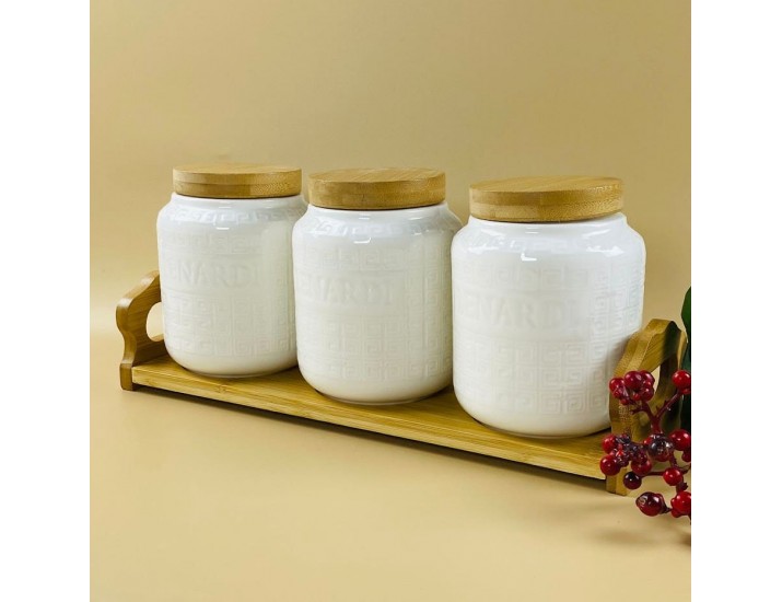Набор из 3 банок 1000мл BAMBOO на подставке Lenardi Bamboo 140-129
