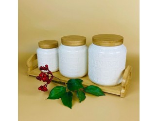 Набор из 3 банок1000/600/360мл на подставке Lenardi Bamboo 140-132