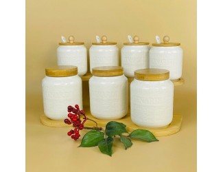 Набор из 7 банок 340/600мл. на подставке Lenardi Bamboo 140-133