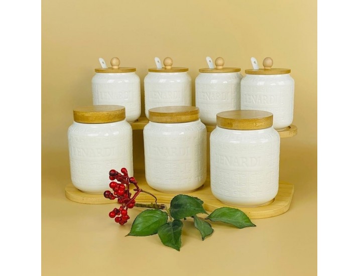 Набор из 7 банок 340/600мл. на подставке Lenardi Bamboo 140-133