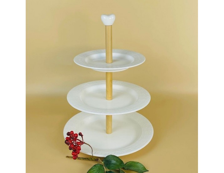 Трехъярусная этажерка 25,5/23,5/19,5см Lenardi Bamboo 140-135