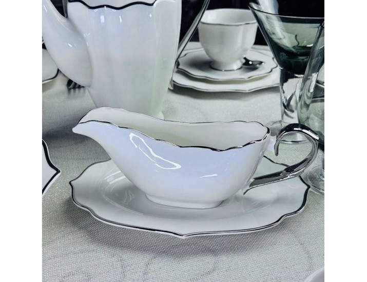 Соусник с блюдцем MAGNOLIA SILVER Lenardi 205-601