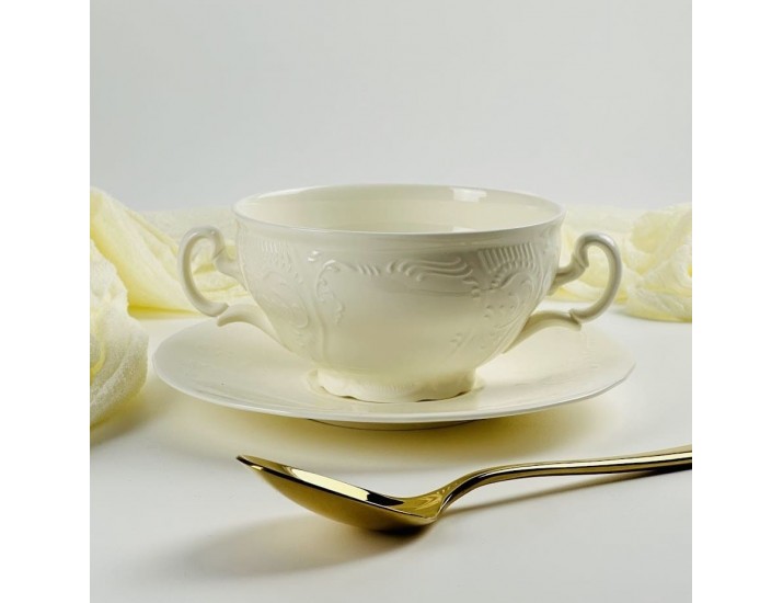 Бульонница 390мл с тарелкой 17,5см MARIA CREAM Lenardi  225-058