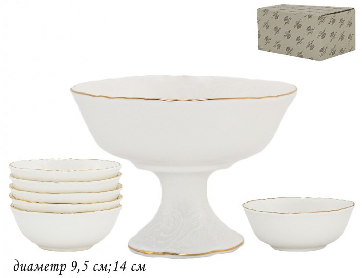 Набор для варенья креманка и 6 розеток Lenardi Maria gold 226-097