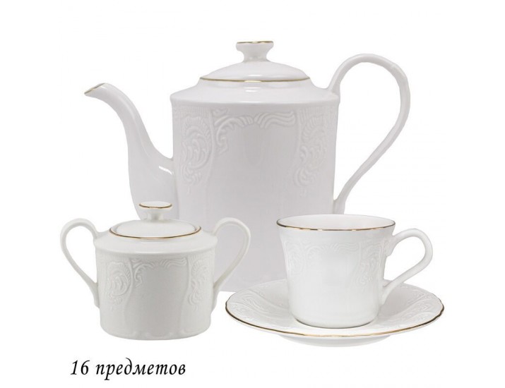 Чайный сервиз на 6 персон 17 предметов Lenardi Maria gold 226-136