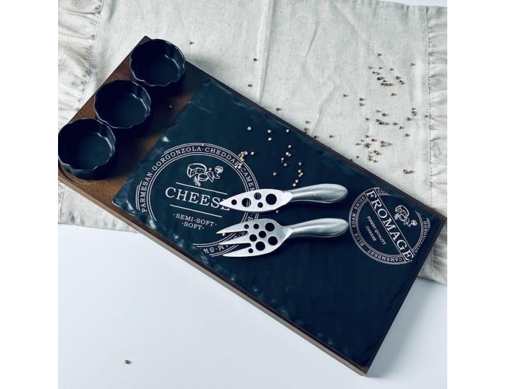 Сервировочная доска/блюдо для сыра с приборами 5предметов Lenardi Blackwood 232-025