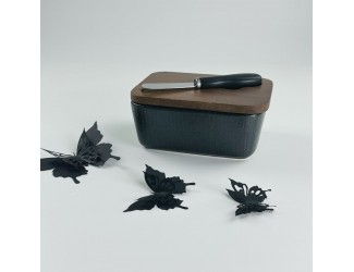 Масленка 14см с крышкой и ножом Lenardi Blackwood 235-026