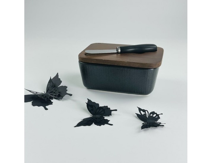 Масленка 14см с крышкой и ножом Lenardi Blackwood 235-026