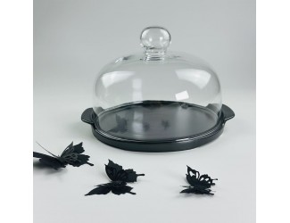 Тортовница 22х17см со стеклянной крышкой Lenardi Blackwood 235-028