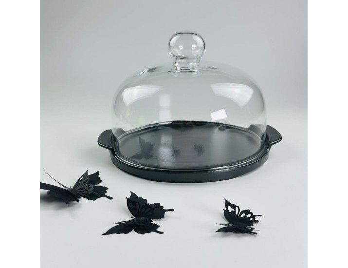 Тортовница 22х17см со стеклянной крышкой Lenardi Blackwood 235-028