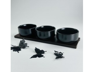 Набор из  3 салатников 10см на подставке Lenardi Blackwood 235-030